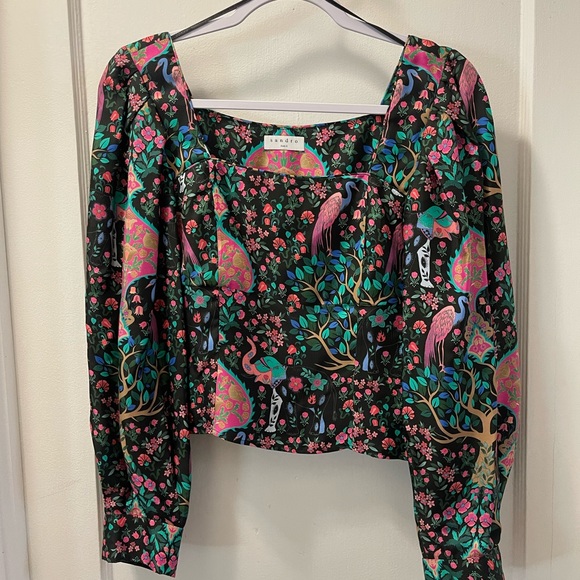 Sandro Ivea Silk Floral Top with puffy sleeves | Size Small - Picture 5 of 14
